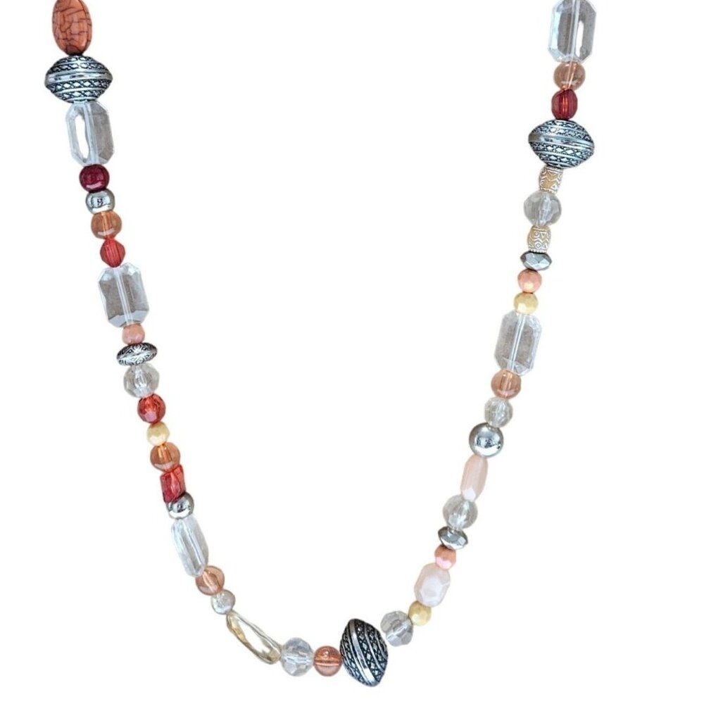 Boho Multi Beaded Silver Disc Statement Necklace Retro Fashion Jewelry Women